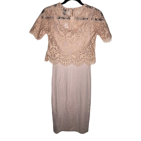 Forever 21 Dress Size S NEW Lace Top Slip Dress Pink Midi Dress Floral Dance - Picture 2 of 5
